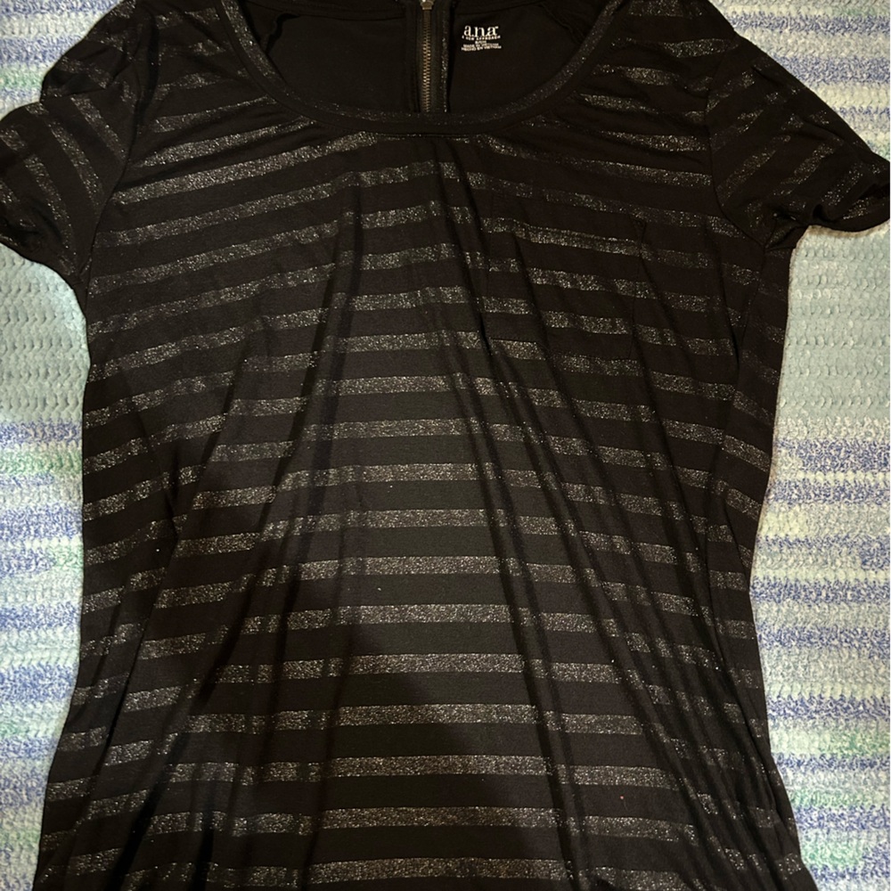 a.n.a Black and Silver Zippered Top